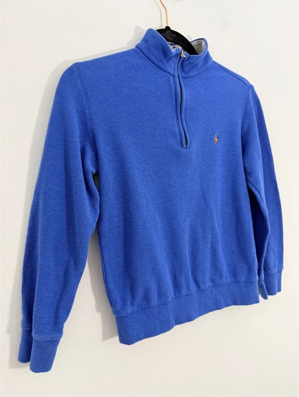 Polo Ralph Lauren Boys M 10-12 Royal Blue Cotton Quarter Zip Pullover